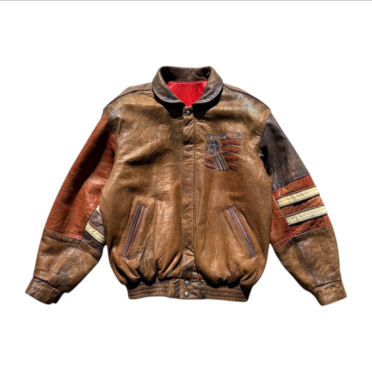 USA 94 Jeff Hamilton Distressed Reversible Leather Jacket