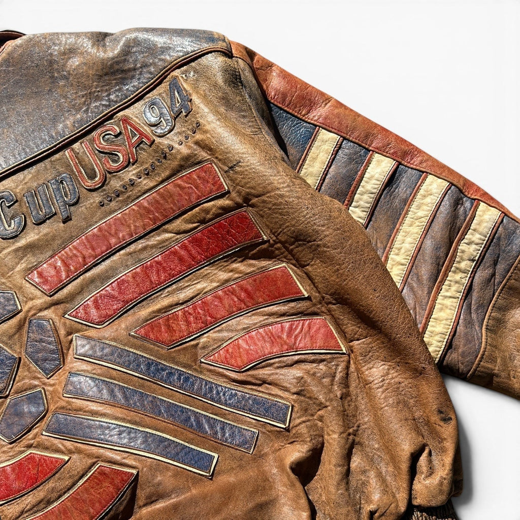 USA 94 Jeff Hamilton Distressed Reversible Leather Jacket