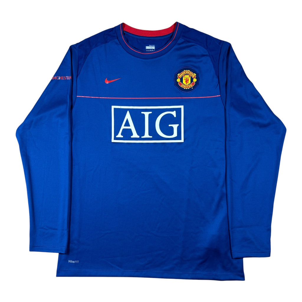 ‘08-‘09 Nike Manchester United Long Sleeve Training Shirt - Blue