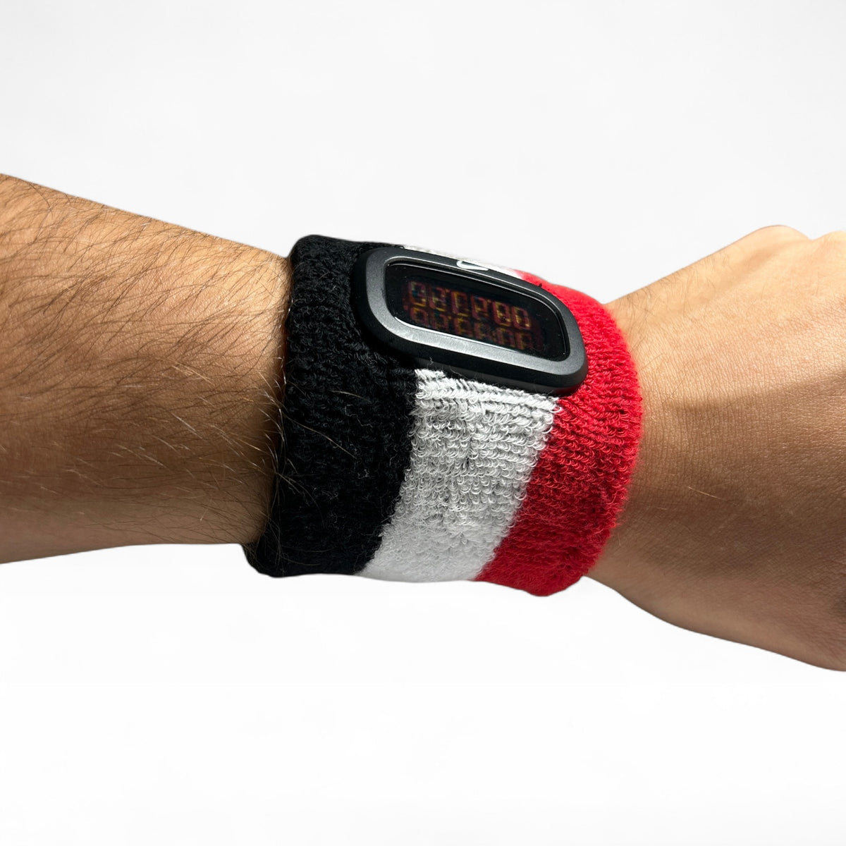 Nike Timing Manchester United digital cuff watch worn on wrist