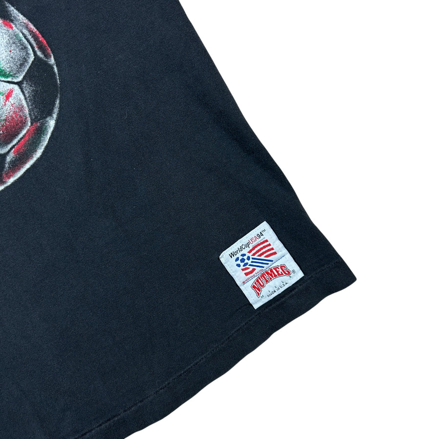 Vintage 1994 World Cup USA Italy Nutmeg T-shirt woven tag detail