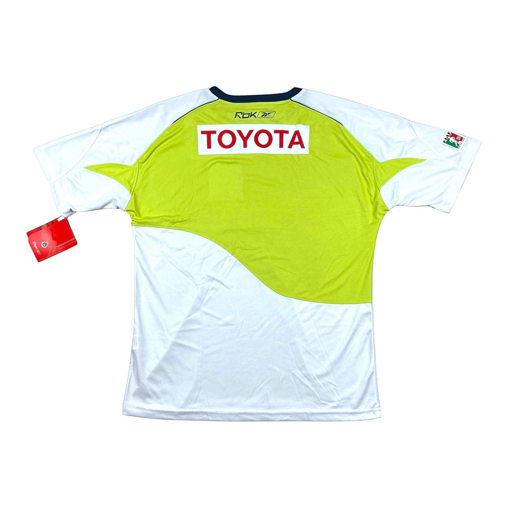 ACOLDWASH vintage 2000s Chivas Guadalajara away jersey in white and volt green with Toyota sponsor on the back.