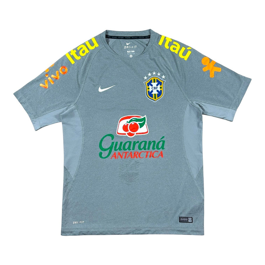 ACOLDWASH grey Nike Brazil 2014-15 training shirt with CBF crest, Guaraná Antarctica sponsor, and Dri-FIT technology.