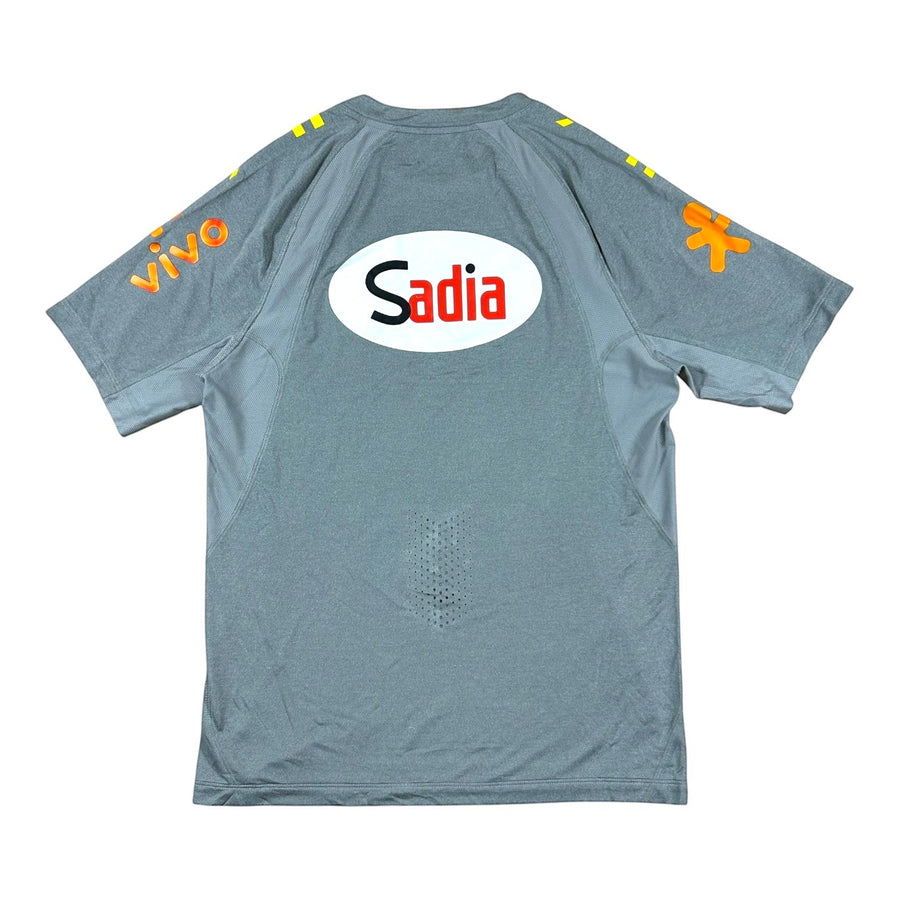 ACOLDWASH grey Nike Brazil 2014-15 training shirt back view featuring Sadia sponsor logo and yellow sleeve branding.