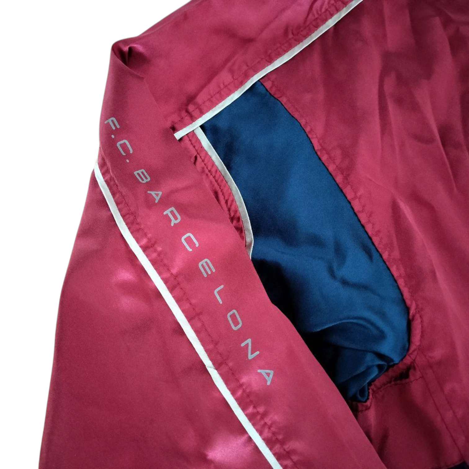 '01-'02 Nike FC Barcelona Red Satin Windbreaker Jacket