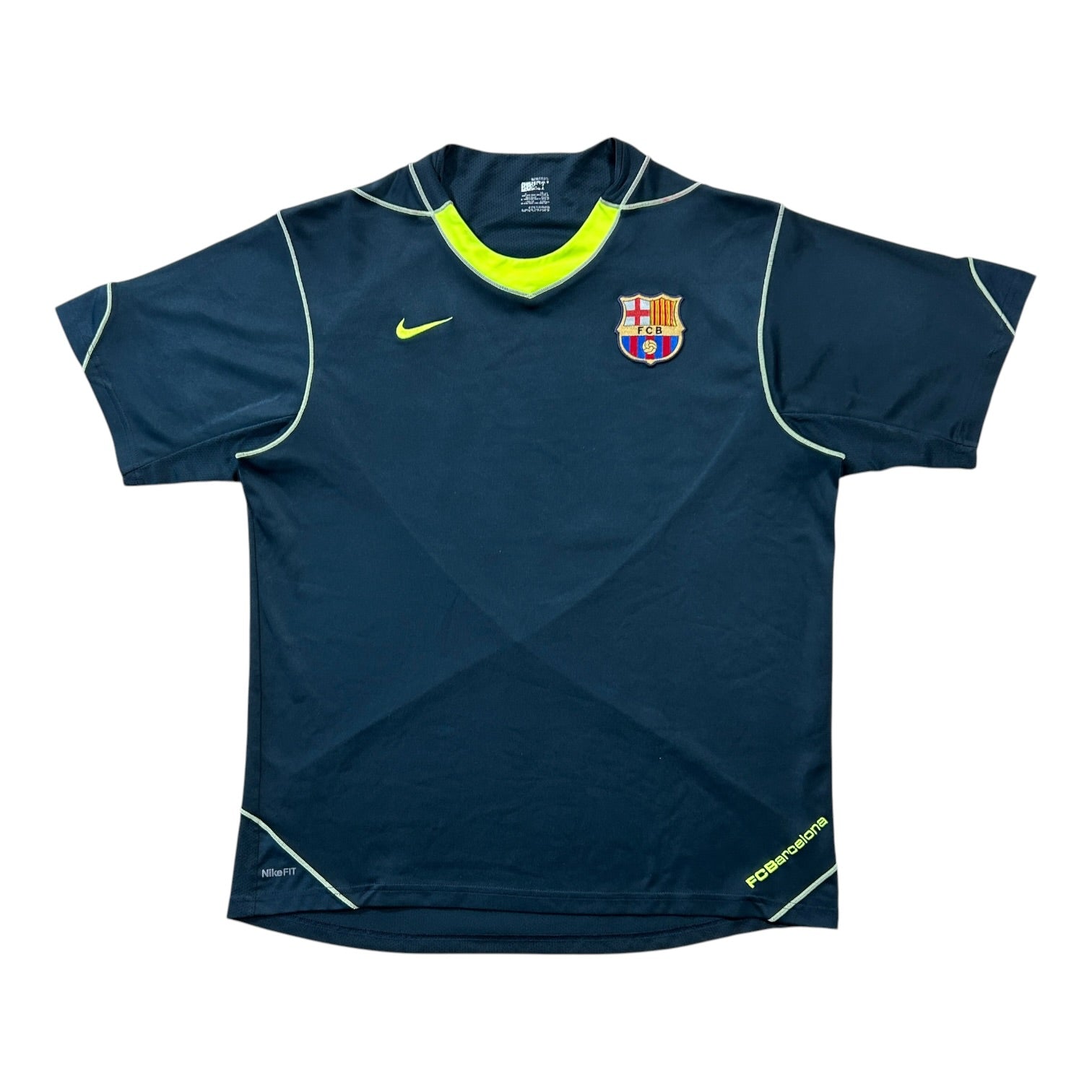 Nike FC Barcelona navy and volt NikeFIT training shirt